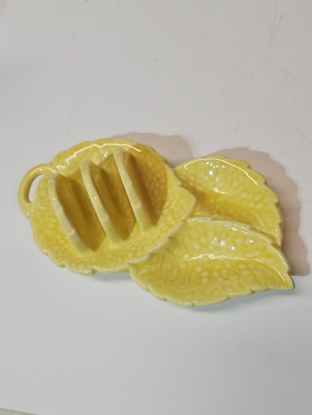 Vintage Fitzpatrick Ceramic Toast Holder Breakfast Rack - Yellow Leaf Design